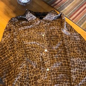 Multi animal print long sleeve silk shirt size 20